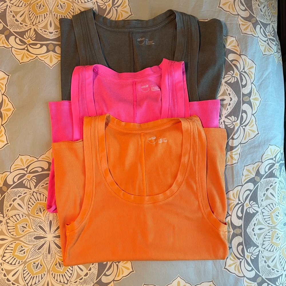 3 Aerie No BS Scoop neck tanks. Size large. Washed but unworn